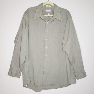 Van Heusen Long sleeve Dress Shirt Gray Men's Neck 18 34/35 or XXL Button up
